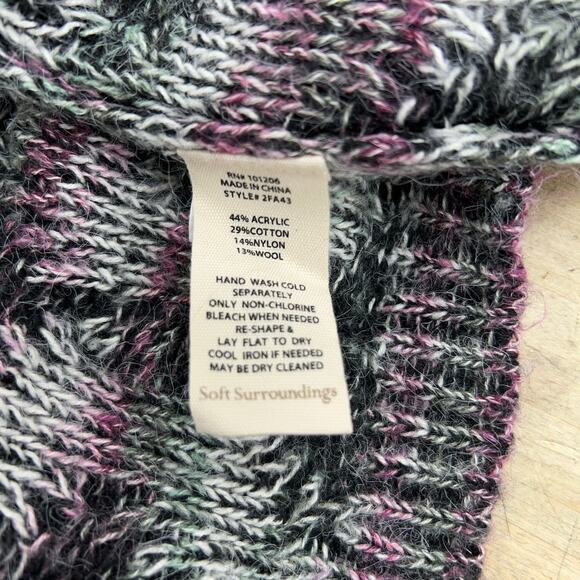 Soft Surroundings Womens Size S/M Sweater Cardigan Black Grey Knit Open - Picture 13 of 15